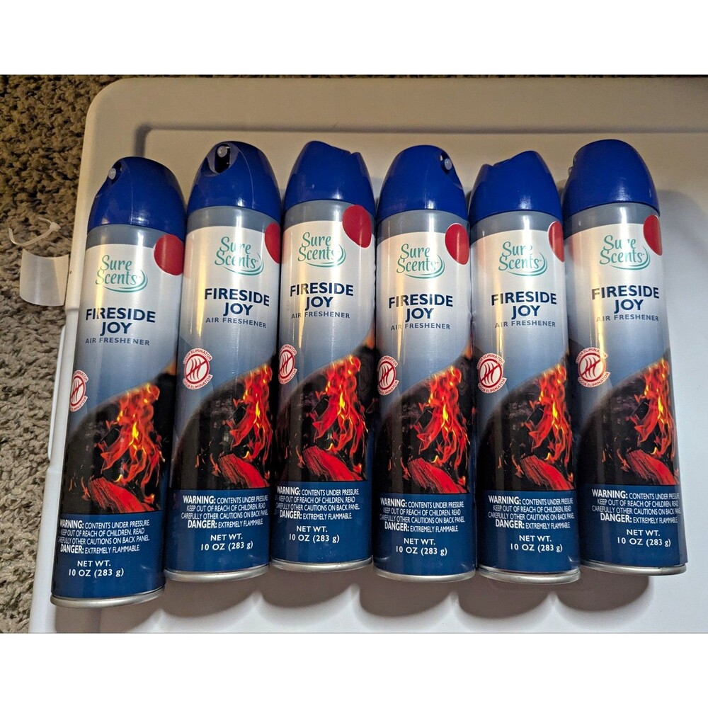 Sure Scents Fireside Joy Air Freshener Odor Eliminator Room Spray 6 Pack 10oz